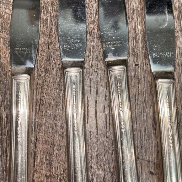 William A Rogers Silver Stainless Butter Knifes 10 Piece Set Vintage Replacement - Picture 5 of 5